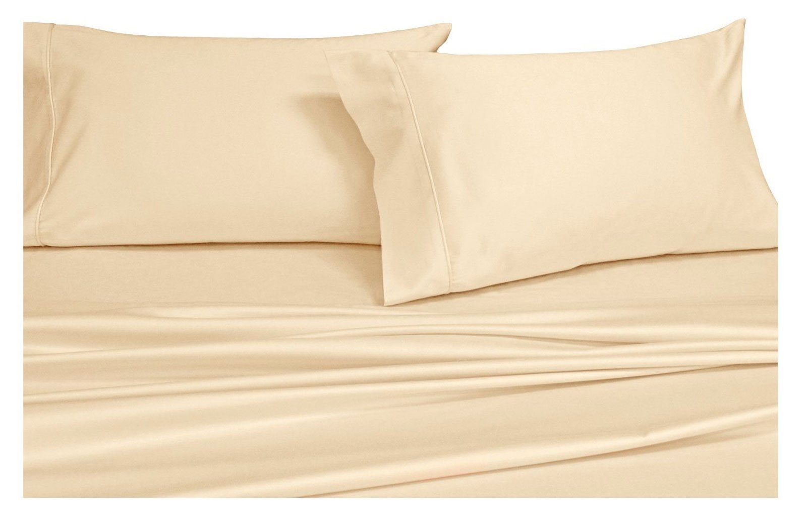 Royal's Solid Ivory 1200-Thread-Count 4pc King Bed Sheet Set 100-Percent Cotton, Sateen Solid, Deep Pocket