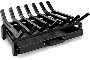 WILLOW WEAVE 18" Fireplace Grate with Fireplace Ash Tray, Heavy Duty Fireplace Log Grate with Fireplace Pan, Fire Grate for Indoor Hearth Outdoor Firepit