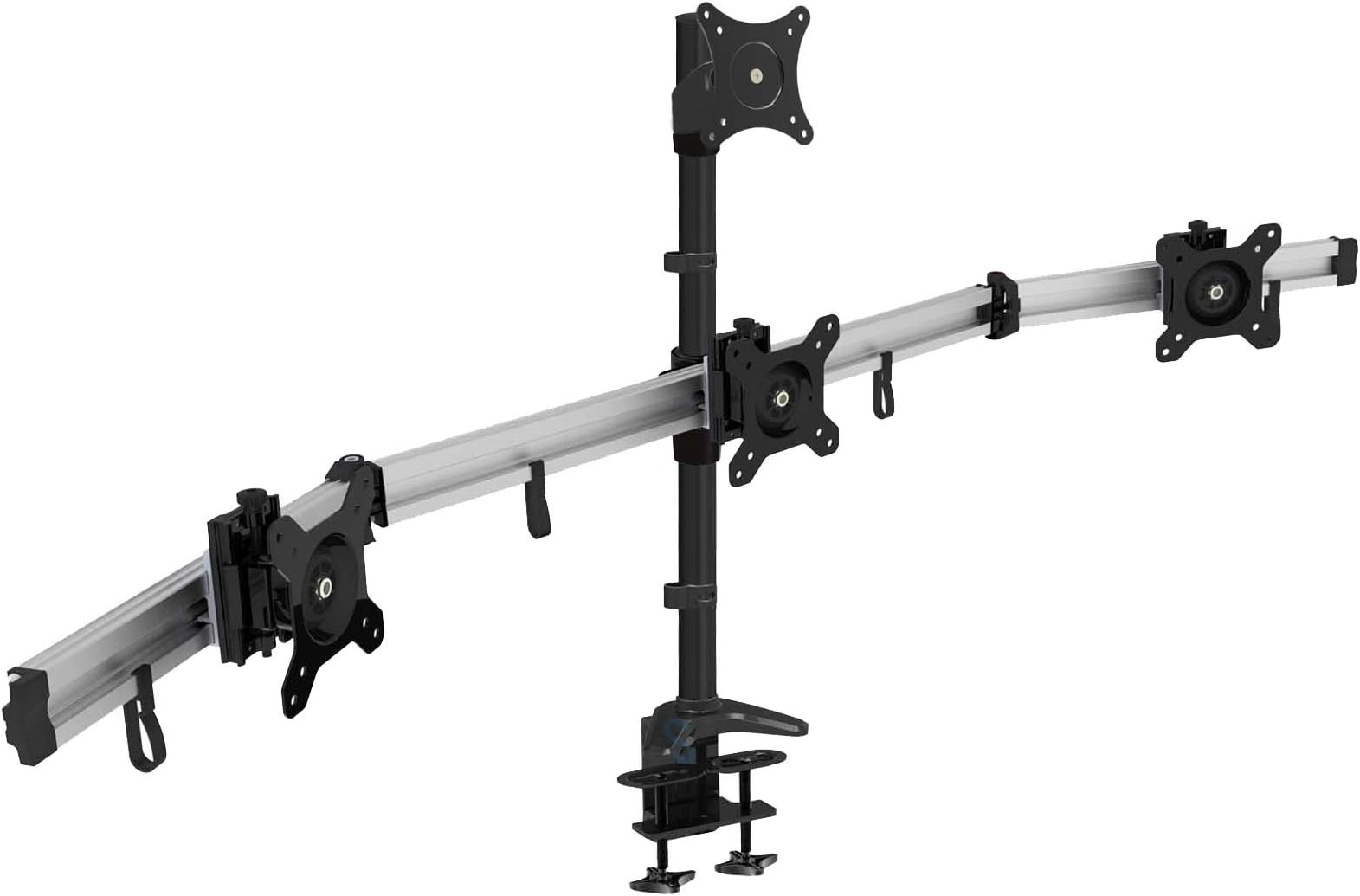 HFTEK MP234C-L Quadruple 4 Monitor desk mount stand holder bracket control center for screen monitor 15" to 27" inches with VESA 75/100