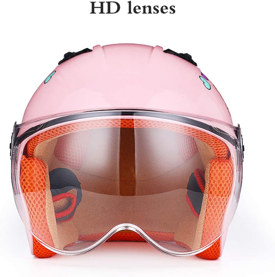 Kids Bike Helmet, Pink girl helmet for 3-8 Years Old Kids Child Motorbike Helmet with Transparent Visor Shield