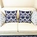 Slow Cow Embroidery Throw Pillow Cover Geometric Rose Navy Decorative Cushion Cover for Sofa 18x18 Inches