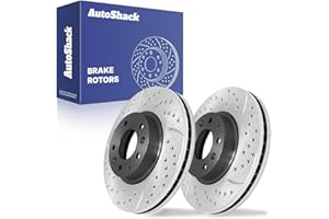 AUTO SHACK AutoShack 11.77" (299 mm) Front Vented Drilled & Slotted Brake Rotors E-Coated Replacement for 2006-2012 Ford Fusion 2006-2013 Mazda 6 2007-2012 Lincoln MKZ 2-PC Set ShadowGuard