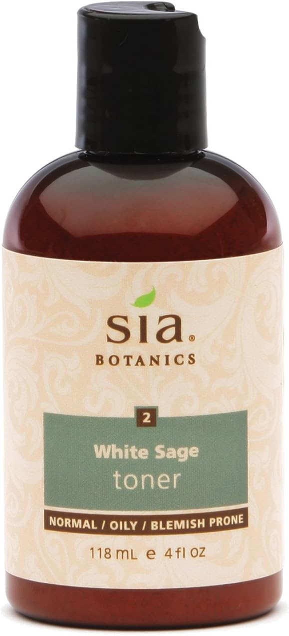Sia Botanics White Sage Facial Toner for Women - Natural Vegan Anti Aging Formula for Acne Prone and Sensitive Skin - 4 Ounces