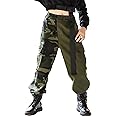 Rolanko Girls Cargo Pants for Kids Loose Streetwear Hip Hop Dance Cotton Cargo Jogger Pants for Kids 4-15 Years