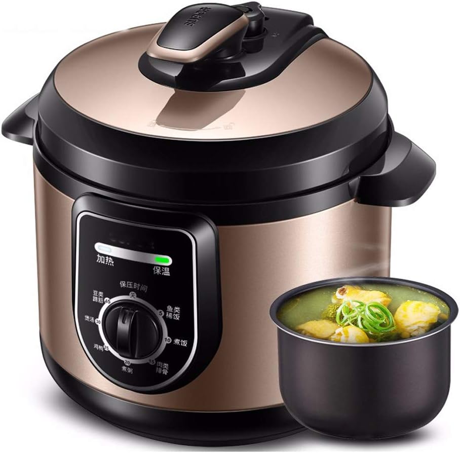 6 In 1 Electric Pressure Cooker,Pressure Cooker, 4 Litre, 900 W, Rotary Mechanical Switch,Multi-function Menu,Adjustable Pressure,Slow Cooker, Rice Cooker, Steamer, Saute,Golden