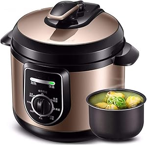 6 In 1 Electric Pressure Cooker,Pressure Cooker, 4 Litre, 900 W, Rotary Mechanical Switch,Multi-function Menu,Adjustable Pressure,Slow Cooker, Rice Cooker, Steamer, Saute,Golden