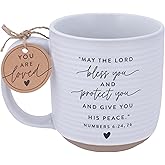 Lighthouse Christian Products Bless You Hold Onto Hope Rib Textured White 20 Ounce Ceramic Mug