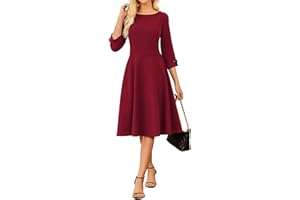 GRACE KARIN Work Dresses for Women 2025 3/4 Sleeve Fit and Flare Business Midi Dress Classy Office Dresses with Pockets