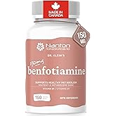 Benfotiamine Vitamin B1 Supplement 150 Capsules - 150 mg High Absorption Thiamine for Increased Energy Production, Supports M