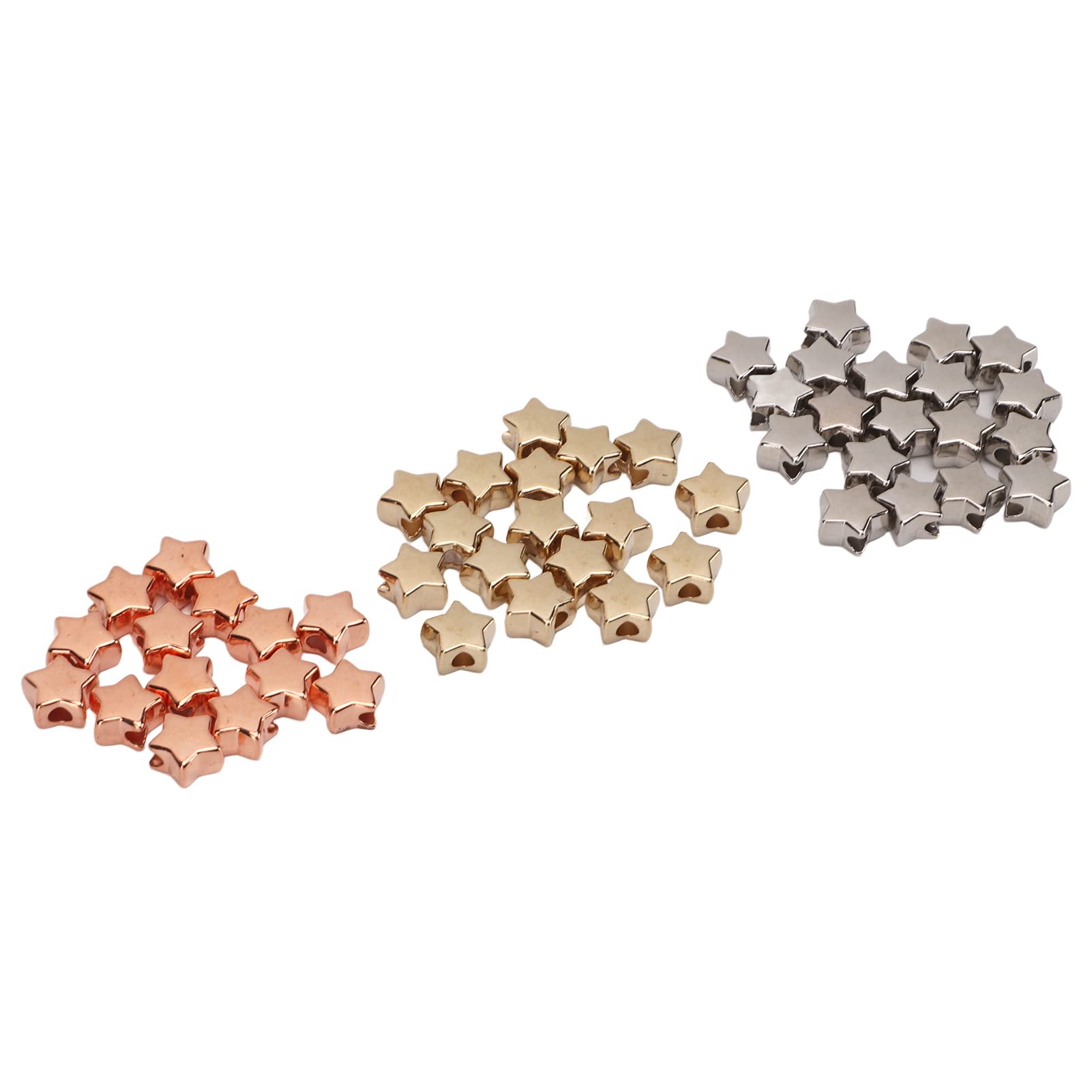 Star Spacer Beads, 50Pcs Star Shape Spacer Beads for DIY Bracelet Necklace Jewelry Crafts Making, 0.5 Diameter, 3 Colors, Plastic Large Hole Beads Jewelry Making Beads