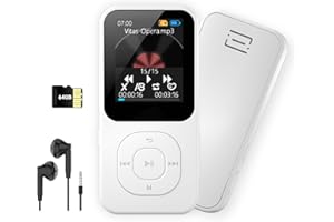 PECSU 64GB MP3 Player with Bluetooth 5.3, Portable Music Player for Sports with Speaker, FM Radio, Voice Recorder, HiFi Sound, 30H Longer Battery Life, Quick Transmission, Timer Off, Up to 256GB (White)