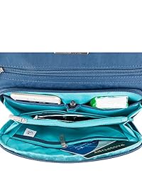 Travelon North South Bolsa acolchada antirrobo - Bandolera mediana de nailon para viajes y uso diario, Marrón, talla única