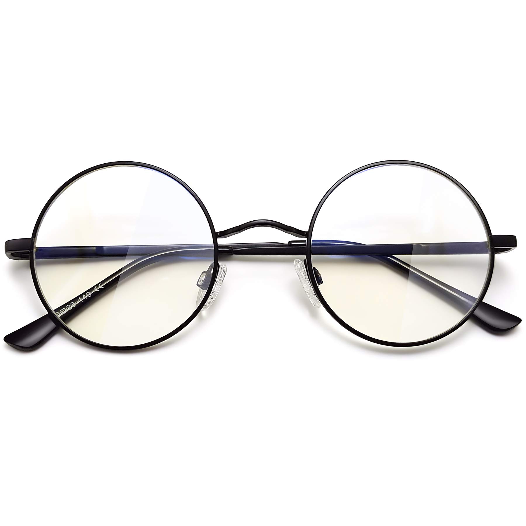 Joopin Blue Light Blocking Computer Glasses with Spring Hinge, Retro Round Gaming/TV/Phone/Reading Glasses for Women Men (Matte Black)