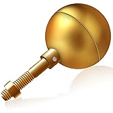NQ Flag Pole Ball Topper Ornament - Flagpole Top Replacement, Gold Aluminum Anodized Finish - 1/2"-13UNC Threading Fit Most USA Flag Pole,Truck & Solar Light (3", Gold)