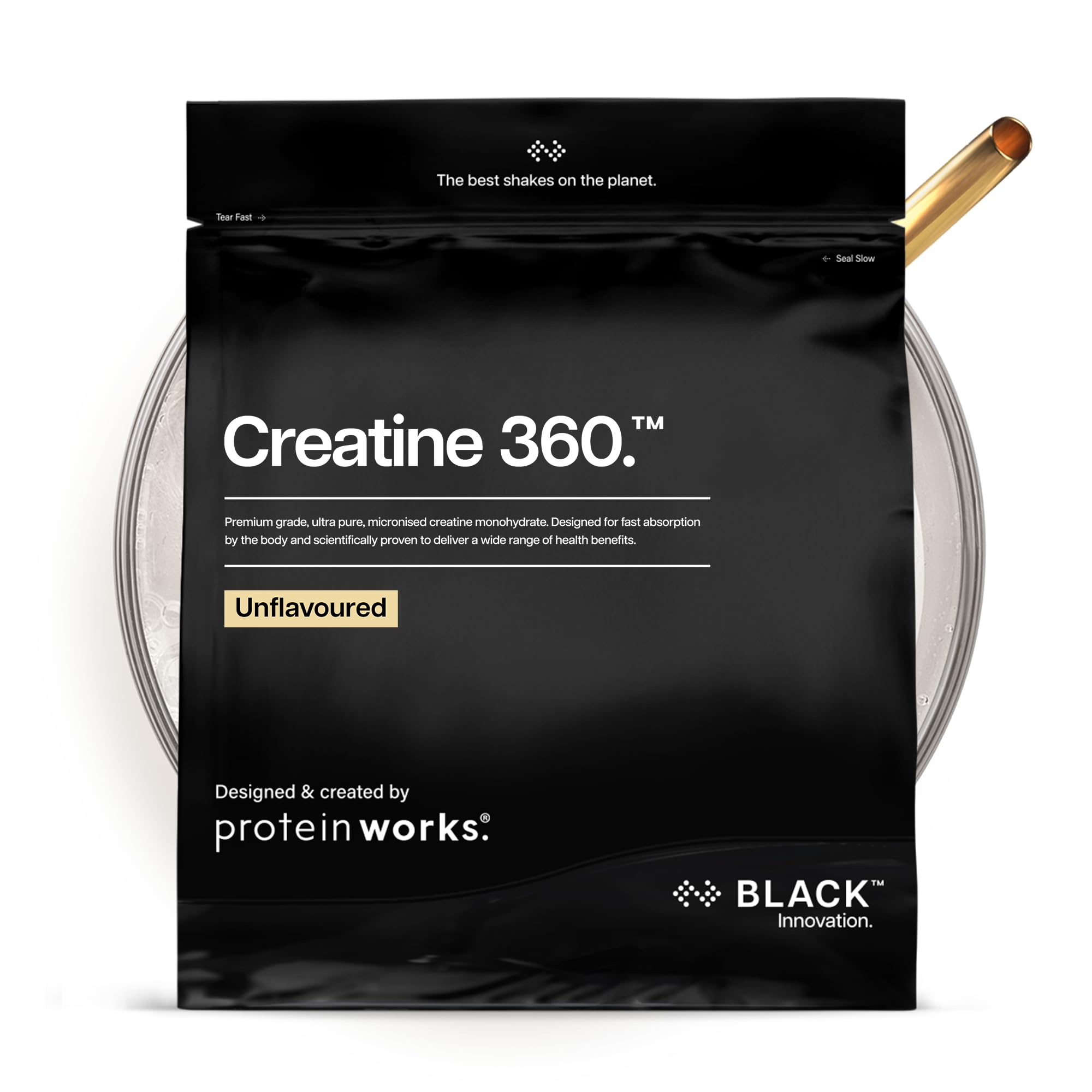 Protein Works | Creatine 360 - Black Innovation, Creatine Monohydrate, Micronised Creatine Powder, 100% Purity, 200 Mesh Ultra Fine Creatine, Energy & Performance, Unflavoured, 333 Servings, 1kg