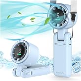 PlayHot Portable Handheld Turbo Fan, 5-Speed Personal Fan, USB-C Rechargeable Fan Up to 12 Hours, 3 IN 1 Hand Fan with Air Tu