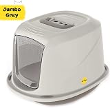 Cat Centre Jumbo Grey Hooded Litter Tray High Sided Enclosed Pan view 6