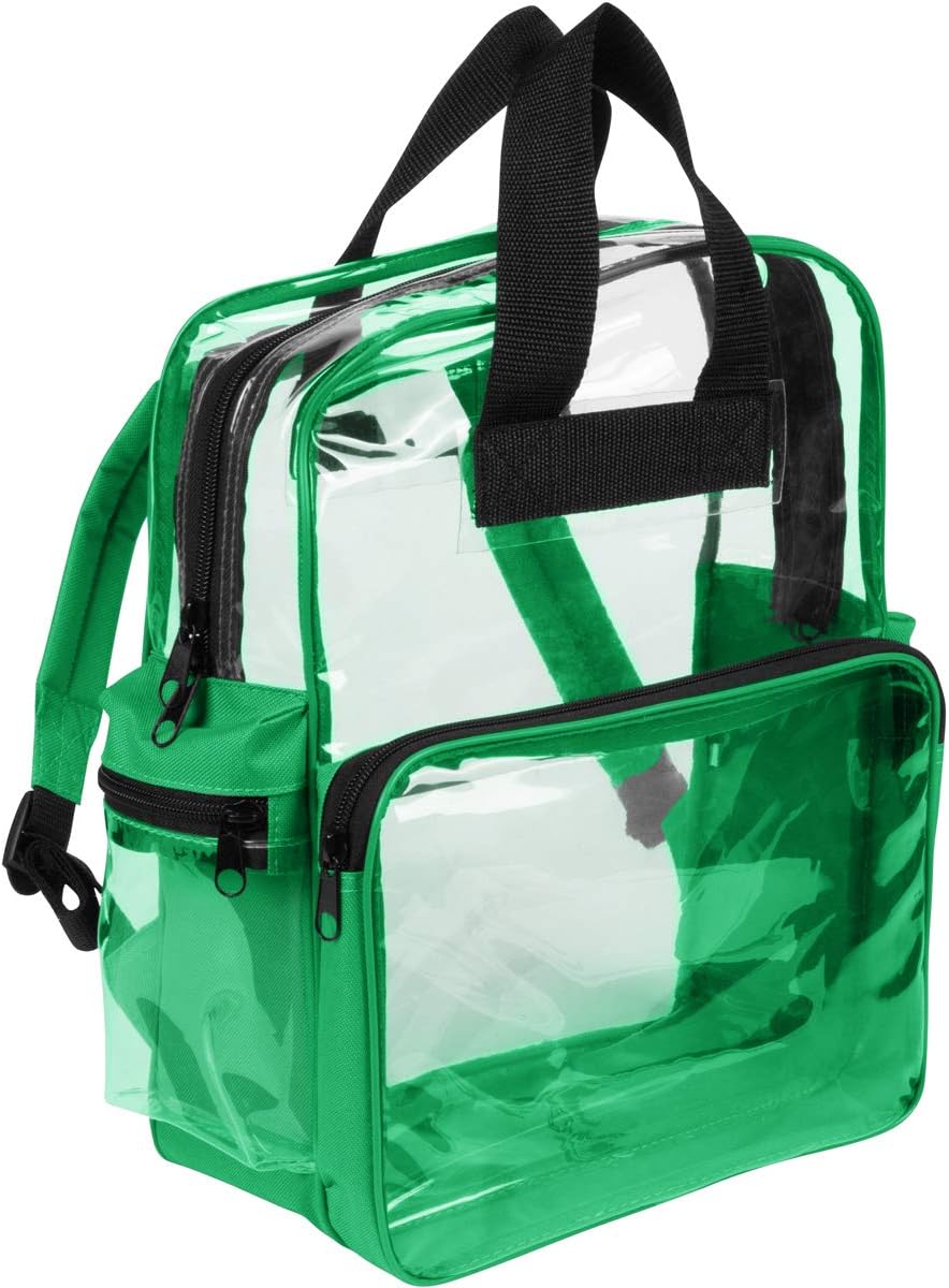 Clear Backpack - See Through Daypack Clear Backpacks in Forest Green