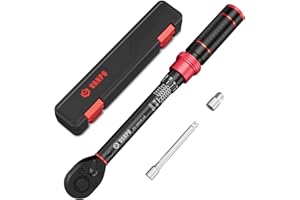 VANPO 1/4-inch Drive Click Torque Wrench, 20-240 in. lb/2.3-27.1 Nm, Inch Pound Torque Wrench Set with 1/4" to 3/8" Adapter, 10cm Extension Bar, Small Bike Torque Wrench for MTB, Bicycle Maintenance