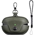 Compatible with Sony WF-1000XM5 Case Cover with Keychain Hook Lanyard,Vintage Leather Case Designed for Sony Earbuds WF1000XM5 Case Cover (2023) for Women Men (Green)
