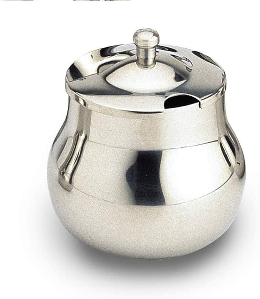 Grunwerg Cafe Ole Royal Collection 18/8 Stainless Steel Sugar Bowl & Lid with Argon Welded Spout, 13oz, Silver, Stainlesssteel