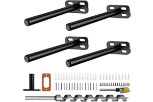 CRAFTERSPIRIT 4pcs Wall Shelf Brackets Heavy Duty Floating Shelf Bracket Hidden,Invisible Black Shelving Brackets Decorative Floating Shelf Hardware Heavy Duty,Metal Shelf Support Bracket(6"-4pcs)