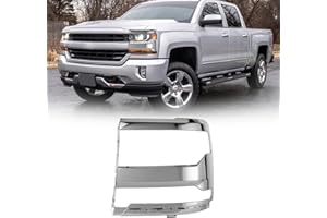 Winjet For 2016-2019 Chevy Silverado 1500 Chrome Headlight Headlamp Trim Bezel Cover, Pickup Truck Chrome Finish Left Driver 