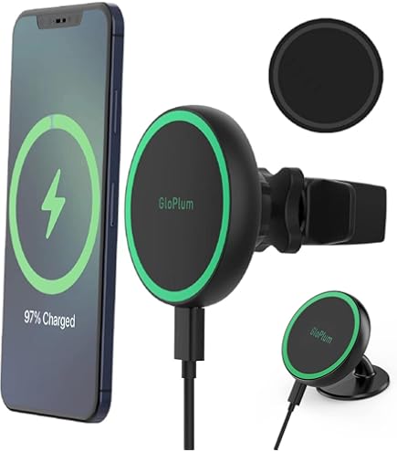 UPTOHIGH For Magsafe Car Mount Charger, 15W Fast Charging LED Magnetic - View #3