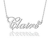 AOLO Claire Heart Name Necklace Silver Stainless