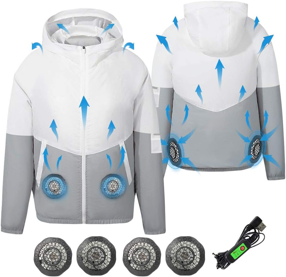ARRIS Fan Equipped Clothing, UV Resistant Cooling Jacket for Men, 5V USB powered Air Conditioned Coat for Summer High Temp Outdoor Work