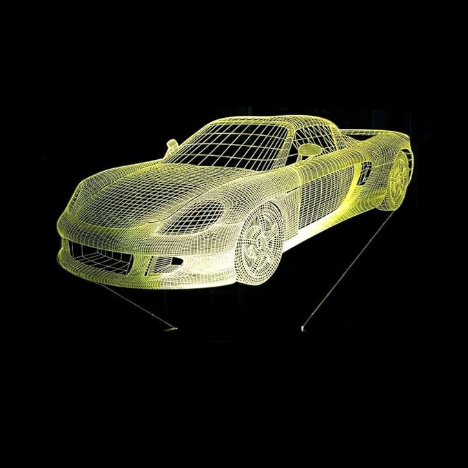 Fengdp Lámpara 3D de acrílico Lámpara LED en Forma de Coche Deportivo