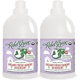 Rebel Green Organic Laundry Detergent - Natural Laundry Soap - Liquid Laundry Detergent with Dispenser Cup - Gentle Laundry Detergent - Fresh Lavender & Grapefruit Scent - 68 Load Bottles, 2 Pack