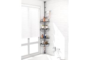 ADOVEL 4 Layer Corner Shower Caddy, Stainless Steel ​Constant Tension Pole Shower Organizer, Adjustable Corner Shower Shelf, Rustproof 3.3 to 9.8 ft
