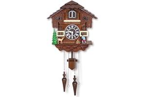 Kendal Cuckoo Clock Large Vintage Wall Clock Handcrafted Wood Cuckoo Clock House Home Decor with Singing Bird & The Man Work in Front of The House Decoration CC23-3