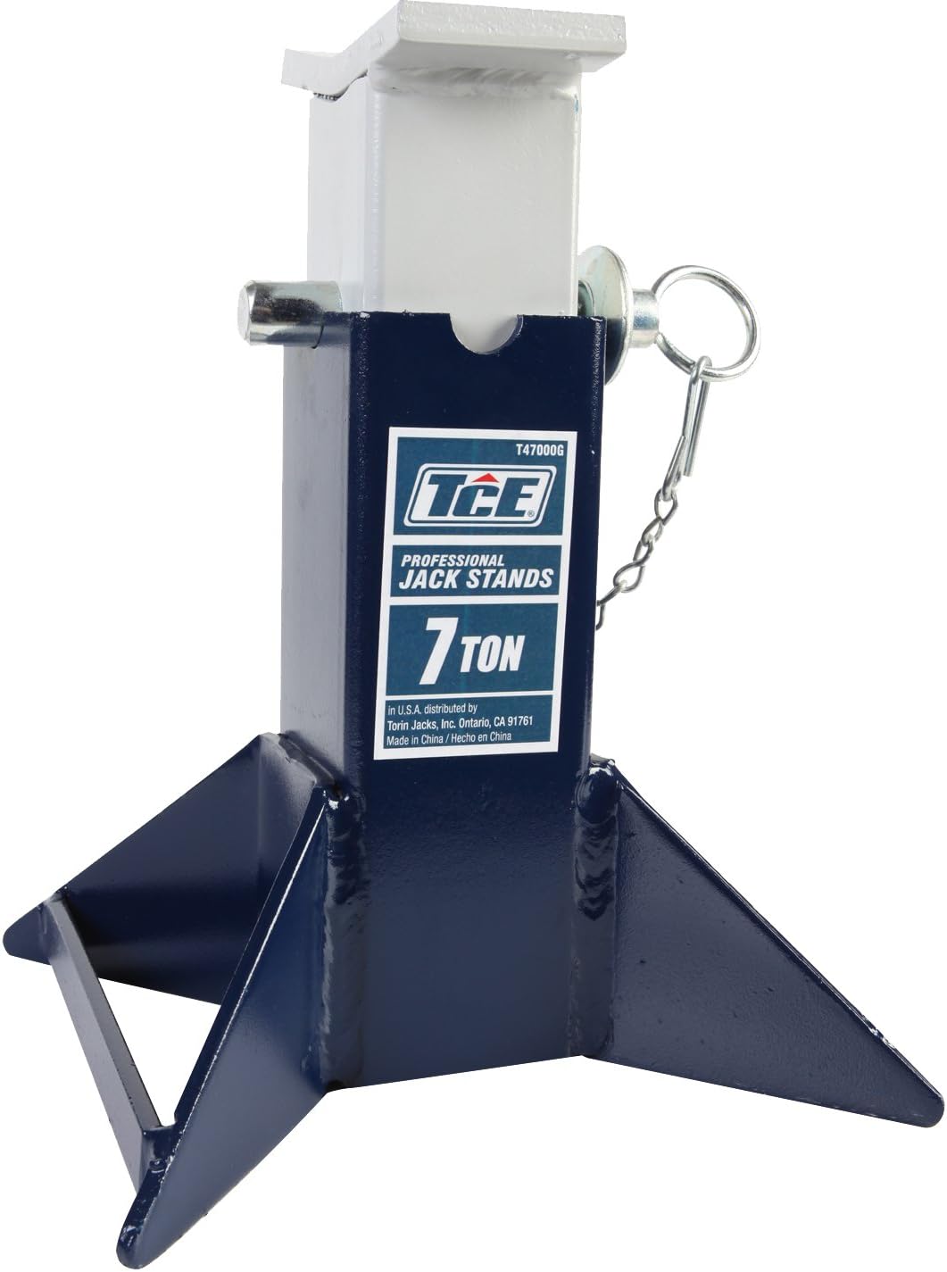 TCE TCE47000 Torin Steel Jack Stand with Pin Adjustment, 7 Ton (14,000 lb) Capacity, Blue
