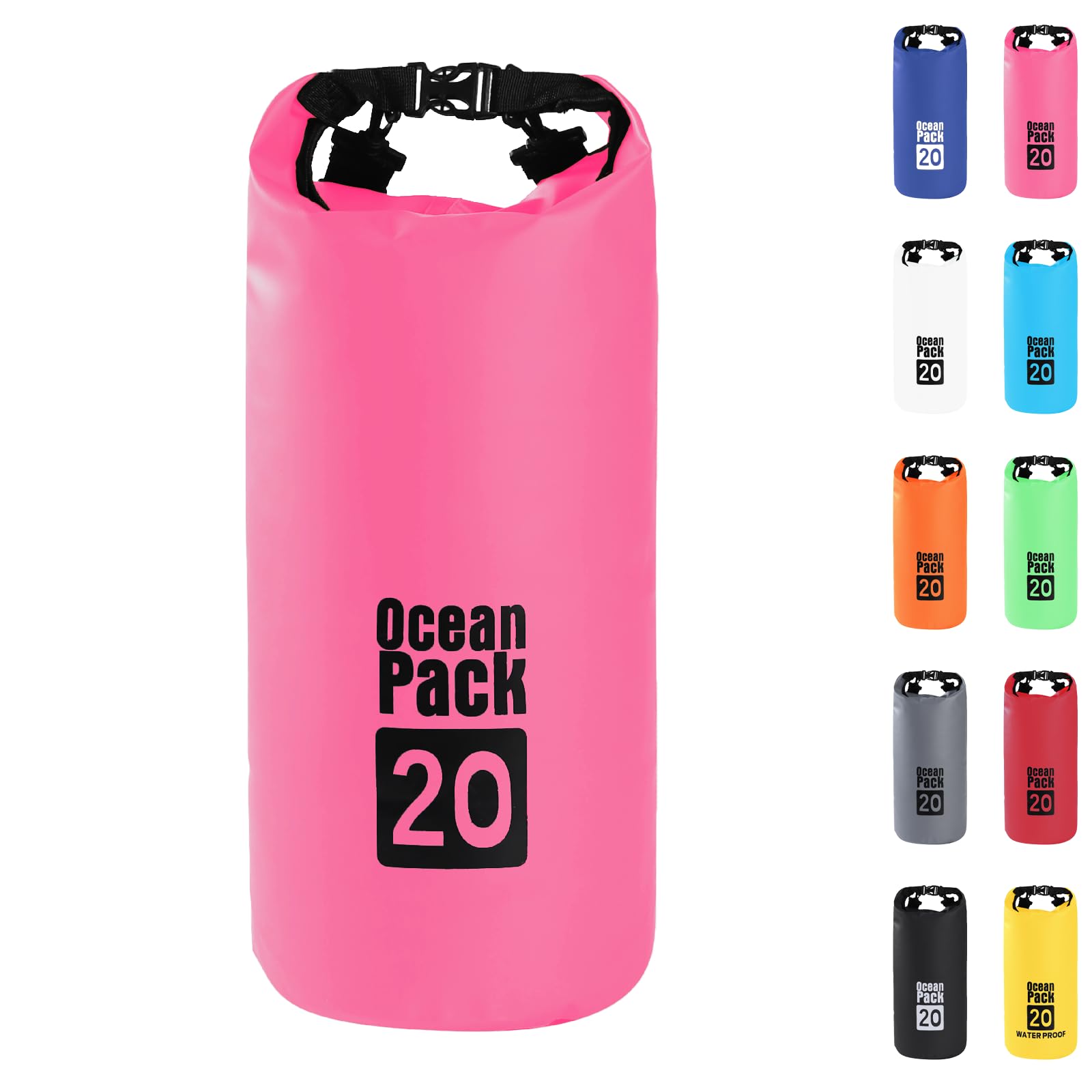 Dry Bag 20L,Boat Dry Bags Rose Red Waterproof Bag Dry Sack Roll Top Long Adjustable Shoulder Strap 2L/5L/10L/20L/30L/40L for Drifting Boating Kayaking Fishing Rafting Swimming Camping Canoeing Surfing