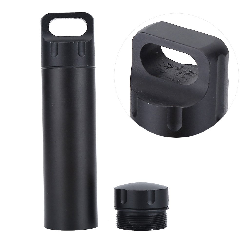 Portable Small Pocket Pill Case, Mini Aluminium Alloy Pill Organizer Purse Waterproof Tube Container with Top Metal Pill Holder Medicine Bottle Carrier for Outdoor Camping Travel