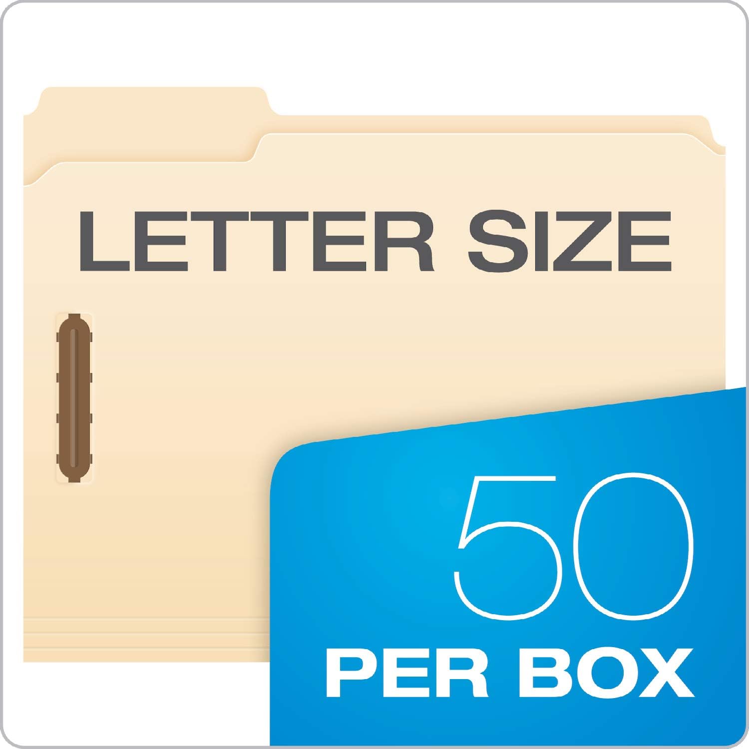 Pendaflex Fastener Folders, 2 Fasteners, Letter Size, Manila, 1/3 Cut Tabs, in Left, Right, Center Positions, 50 Per Box (FM213) : Manila File Folders : Office Products