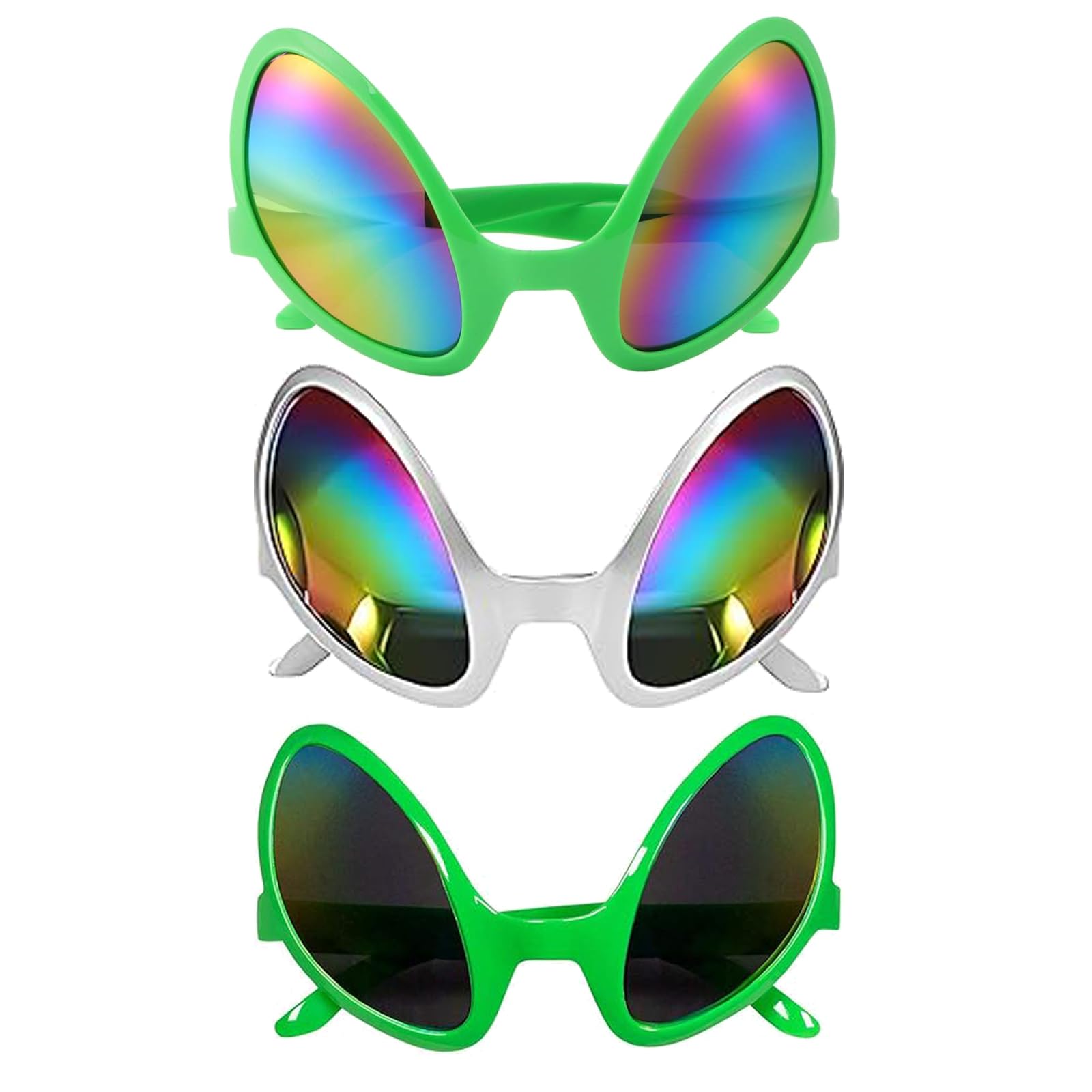 ARROMI 3 PCS Alien Glasses, Alien Sunglasses for Halloween Masquerade Party Favor and Photography Crops, Alien Costume Accessories, Alien Boppers for Adults Masquerade Party Favor