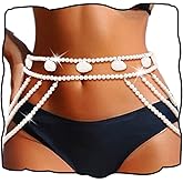 CanB Pearl Waist Chain Shell Body Chains Jewelry Layered Pearl Belly Chain for Women