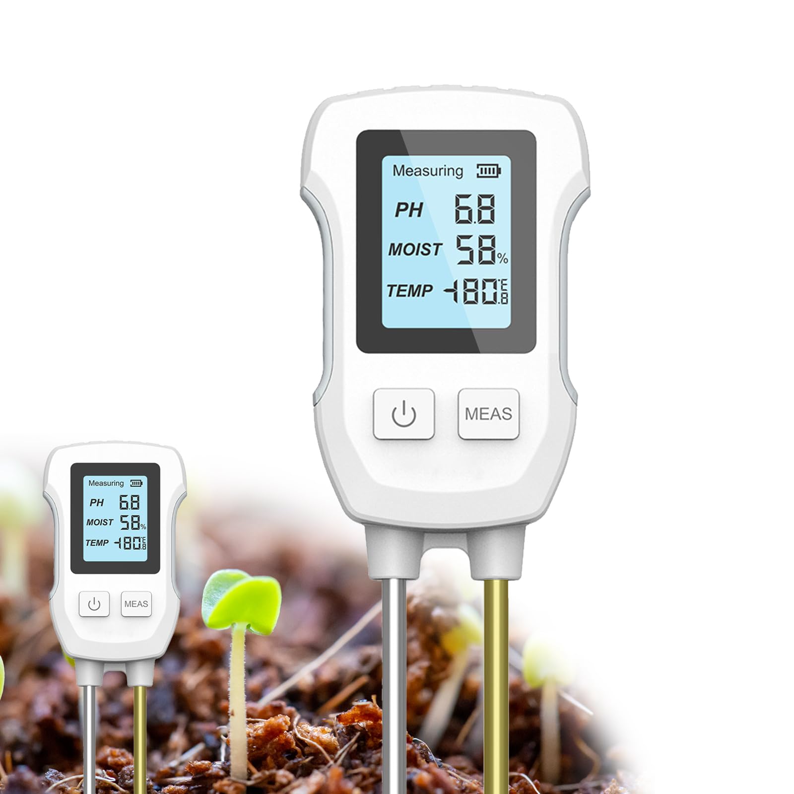 Justmetr [Newest] Soil Meter, 3-in-1 Digital Soil Moisture Meter with pH, Moisture, Temperature for Gardening, Lawn, Farming and Outdoor Plants