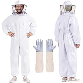 Professional Bee Suits for Men Women Sting Proof with Round Veil, Sting-Proof Full Body Protection Beekeeping Suit with Glove