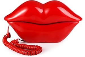 Suwimut Red Mouth Telephone, Wired Novelty Cute Sexy Lip Phone, Gift Real Corded Cartoon Shaped Landline Phone Desk Corded Phones for Home Hotel Office Shop Party Decor
