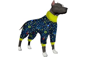 LovinPet Pets Pajamas Large Size, Anxiety Relief Dog Onesies, Breathable Vast Space Navy Prints Large Dog Pjs, Pullover Large Breed Dog Clothes as Bottom Dog Surgery Recovery Suit for Dog Sweater L