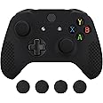 eXtremeRate PlayVital Soft Anti-Slip Silicone Controller Cover Skins Thumb Grips Caps Protective Case for Xbox One X S Controller - Black