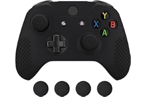 eXtremeRate® Soft Anti-Slip Silicone Case Cover Thumb Stick Grip Caps Protector Skins for Xbox One S/Xbox One X Controller Bl