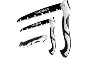 YUANBAO Folding Pruning Hand Saw with 7-Inch + 10-Inch Long Blade, Foldable Pruner with 3-Side Razor Teeth and Removal Tank, 