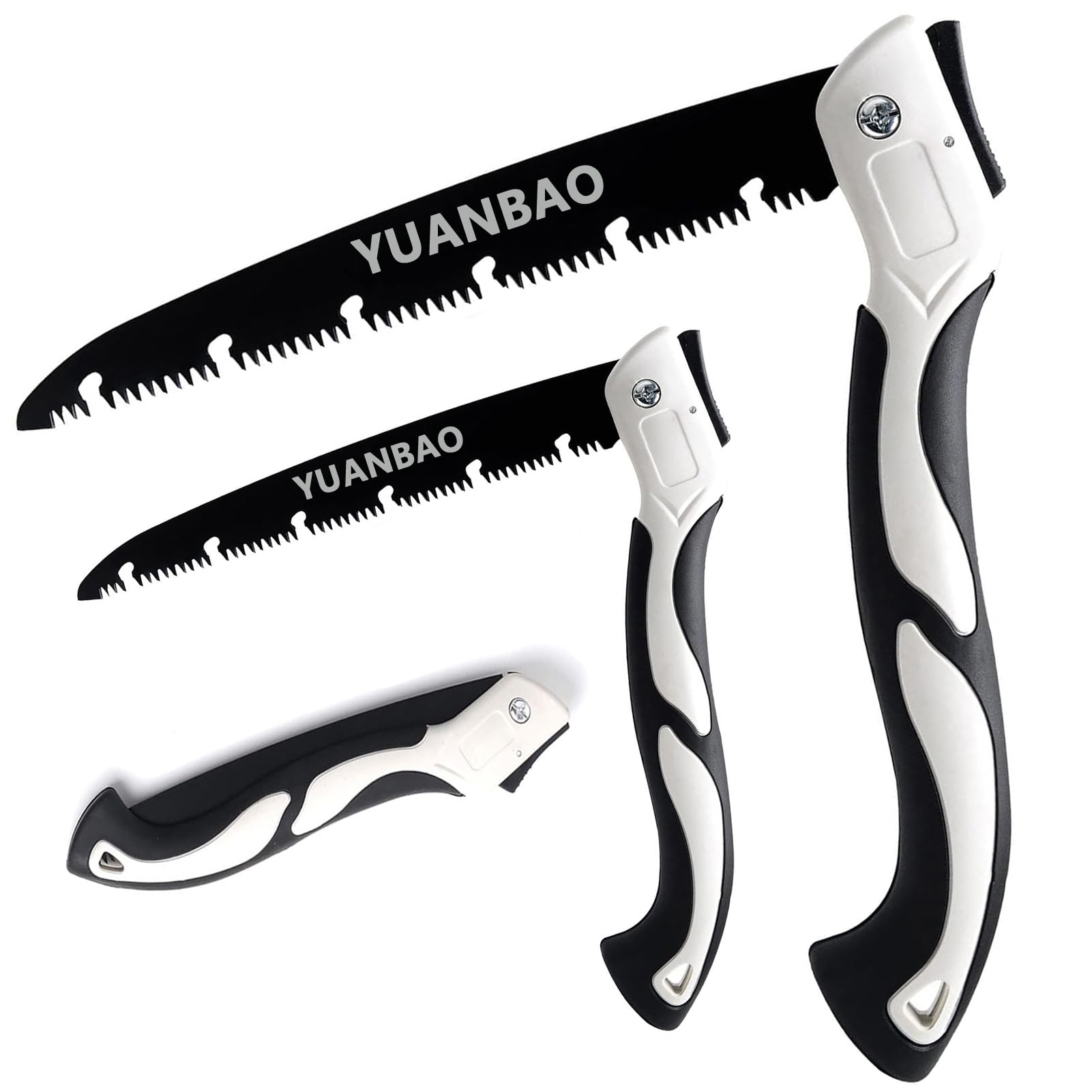 YUANBAO 7 Inch + 10 Inch Folding Saw, Pruning Hand Saw for Wood Cutting, Garden Pruner with SK5 Curved Blade, Foldable Handsaw for Tree Trimming, Camping, Hiking, Gardening and Carpentry