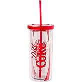 Silver Buffalo Coca Cola Diet Coke Plastic Tall Cold Cup with Lid and Straw, 20 Ounces