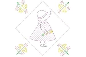 Jack Dempsey Needle Art Stamped White Quilt Blocks 9"X9" 12/Pkg-Sunbonnet Sue